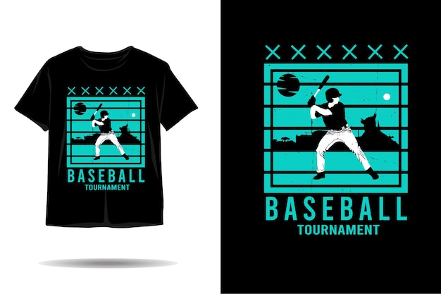 Design de camiseta de silhueta de torneio de beisebol