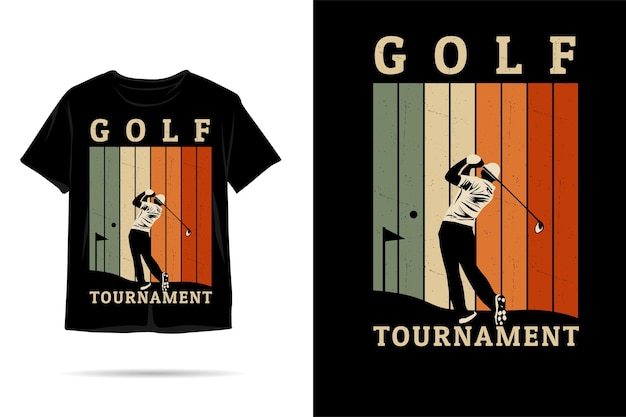 Design de camiseta de silhueta de torneio de golfe