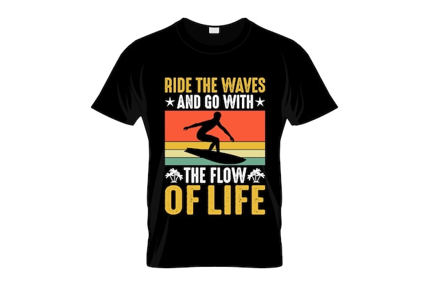 Vetor design de camiseta de surf ou design de pôster de surf ou design de camiseta de surf, citações dizendo