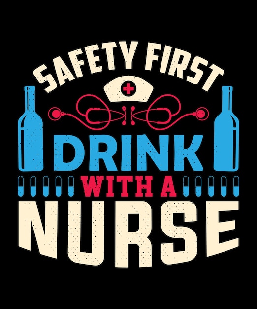 Design de camiseta de tipografia de enfermeira com gráfico vetorial editável