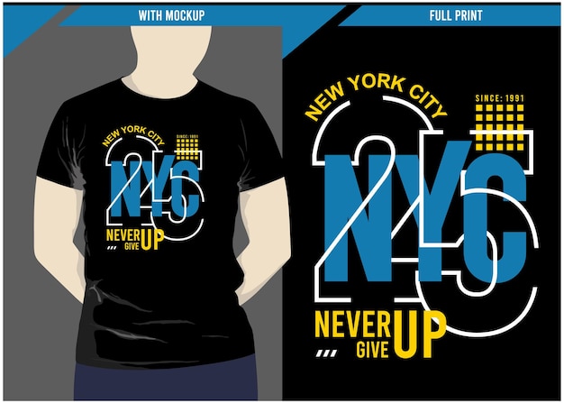 Design de camiseta de tipografia vintage de nova york para impressão