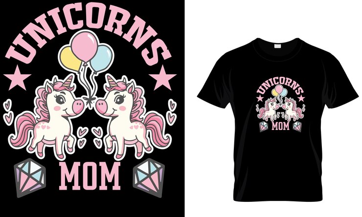 Vetor design de camiseta de unicórnio e arco-íris