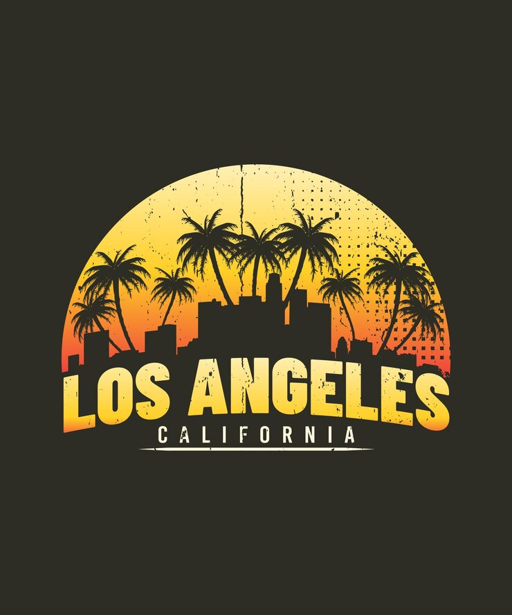 Vetor design de camiseta de verão de los angeles skyline