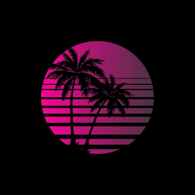 Design de camiseta de verão retrô pôr do sol