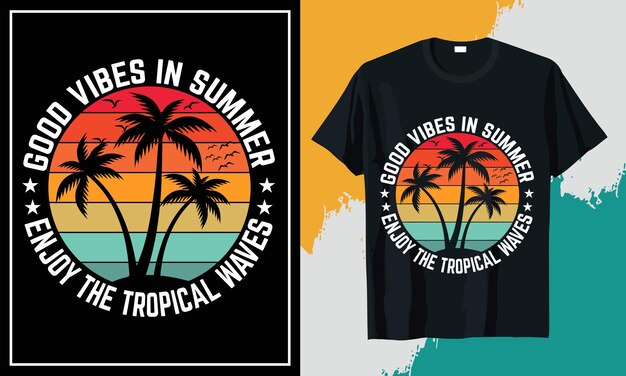 design de camiseta de verão retro vintage para vector