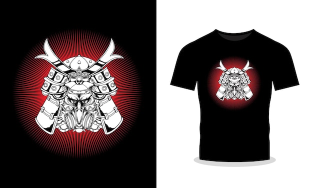 Vetor design de camiseta de vetor de samurai