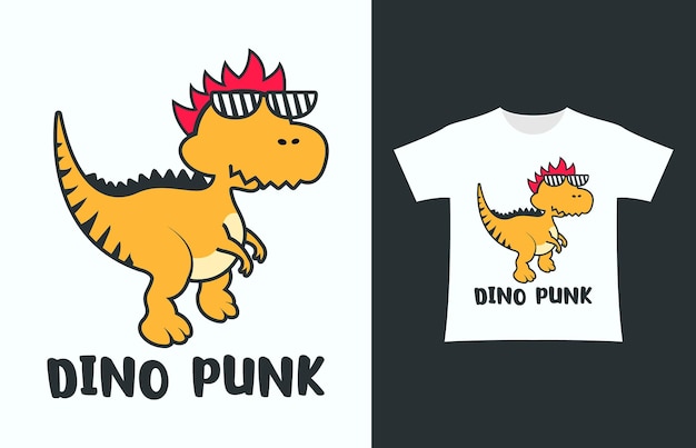 Design de camiseta dino punk fofo