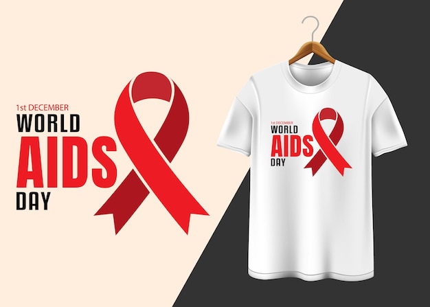 Vetor design de camiseta do dia mundial da aids 1º de dezembro