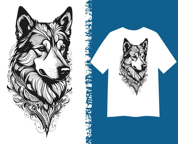 Vetor design de camiseta do lobo selvagem