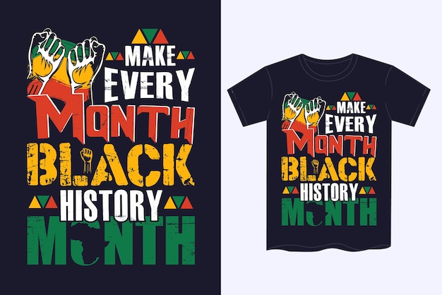 Vetor design de camiseta do mês da história negra design de camiseta de tipografia citações do mês da história negra