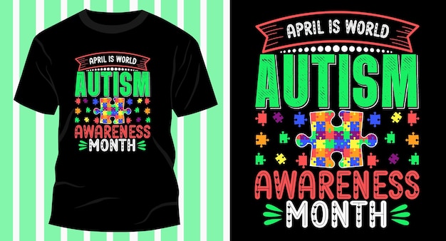 Design de camiseta do mês de conscientização do autismo eps