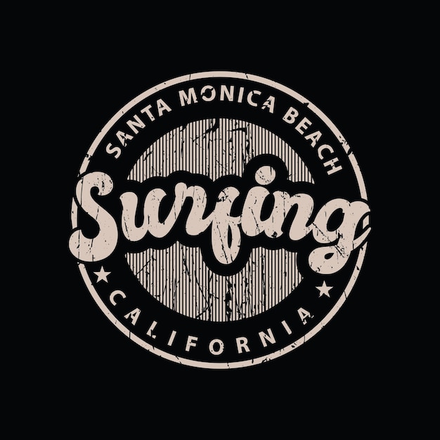 Vetor design de camiseta e vestuário de estilo vintage de surf