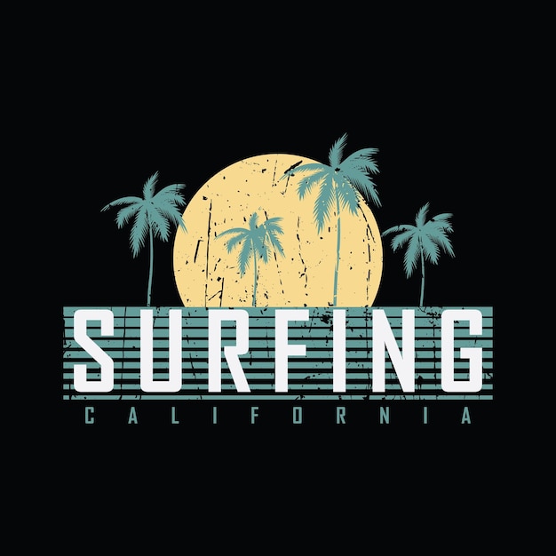 Design de camiseta e vestuário de surf da califórnia