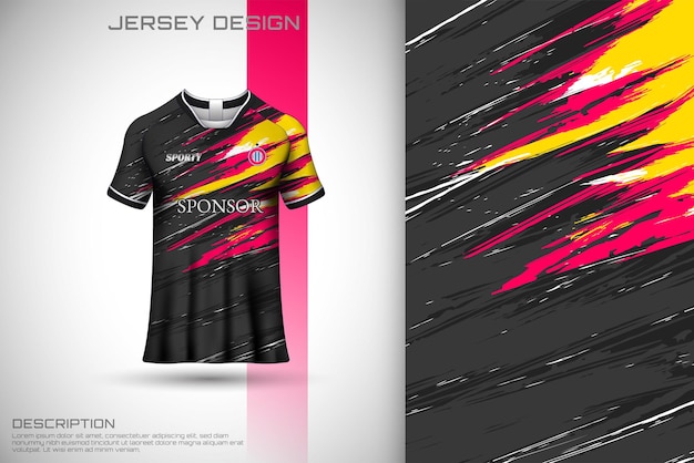 Design de camiseta esportiva texturizada abstrata escura para ciclismo de motocross de jogos de futebol de corrida