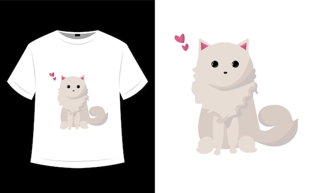 Design de camiseta gato fofo