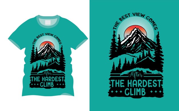 Vetor design de camiseta gráfica vetorial de viagem de montanha vintage