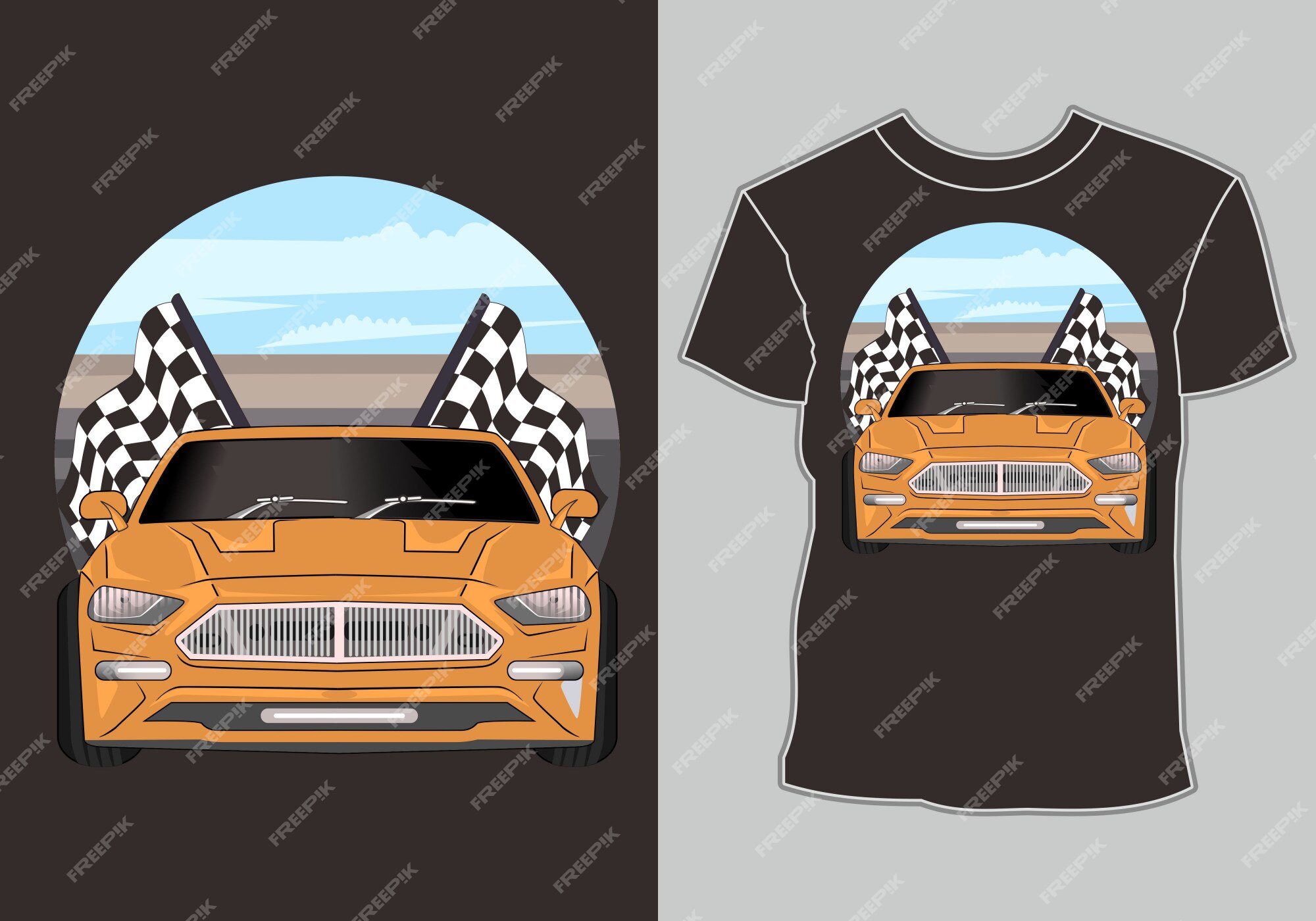 ilustração de corrida de carros de rua para design de camiseta