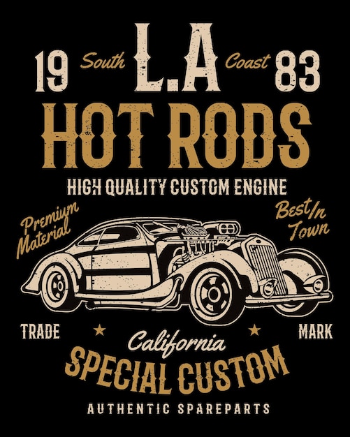 Vetor design de camiseta la hot rods