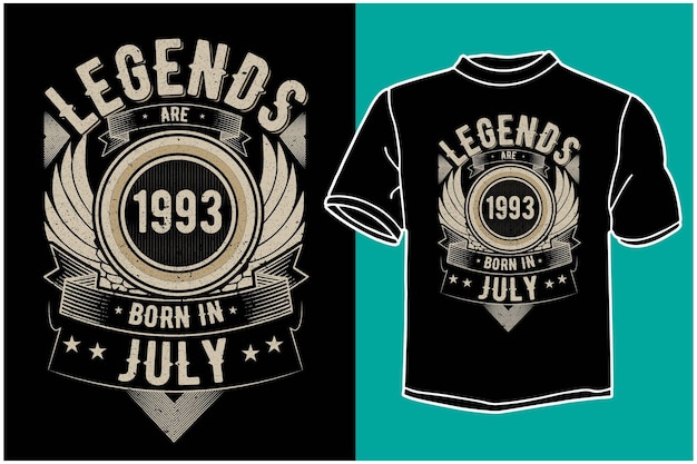 Vetor design de camiseta legends nascem em julho