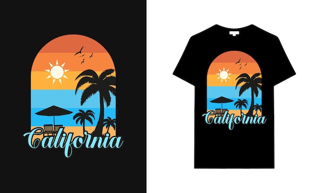 Design de camiseta miami califórnia havaí verão verão san diego califórnia praia pôr do sol camiseta retrô