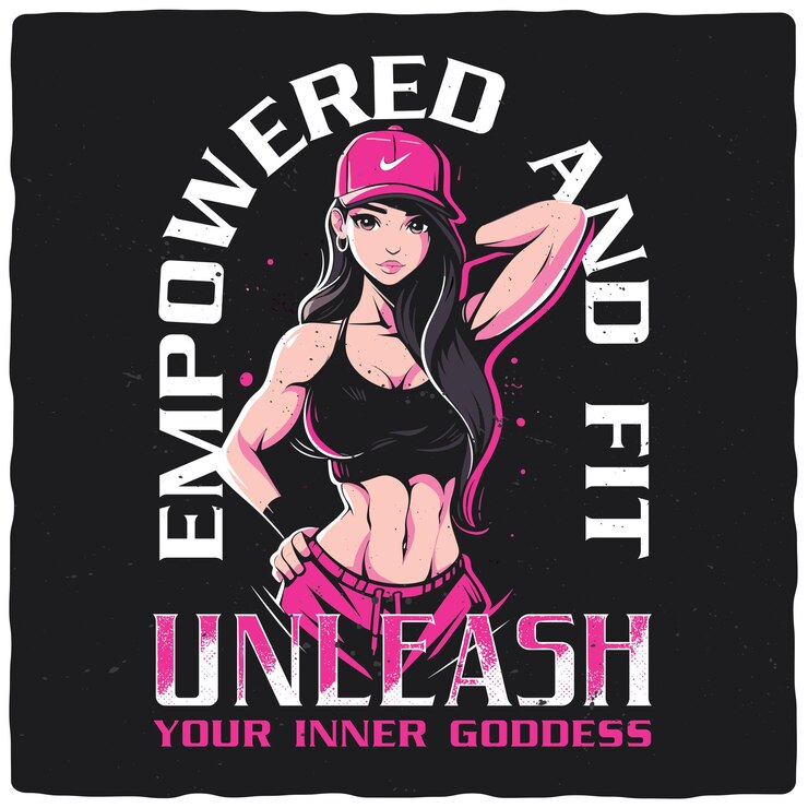 Vetor design de camiseta ou cartaz com ilustração de mulher bonita