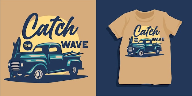 Design de camiseta para carro de verão na praia