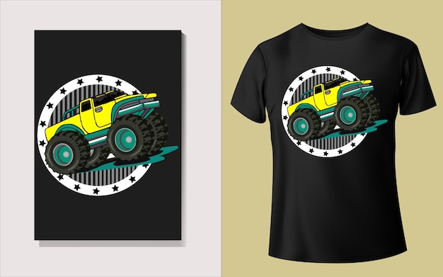 Vetor design de camiseta por monster truck
