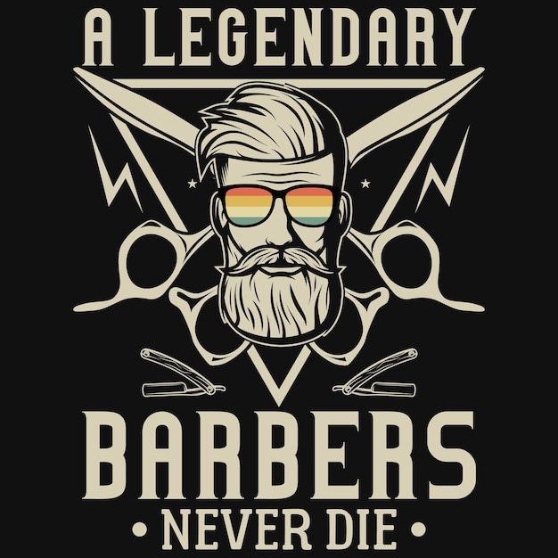 Design de camiseta que nunca morre de um barbeiro lendário