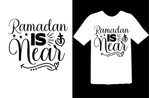 Vetor design de camiseta ramadan is near