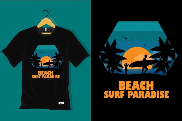 Design de camiseta retrô beach surf paradise