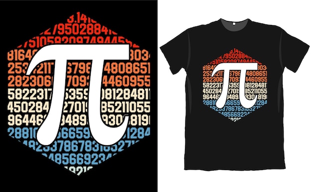 Design de camiseta retrô com números pi 31415