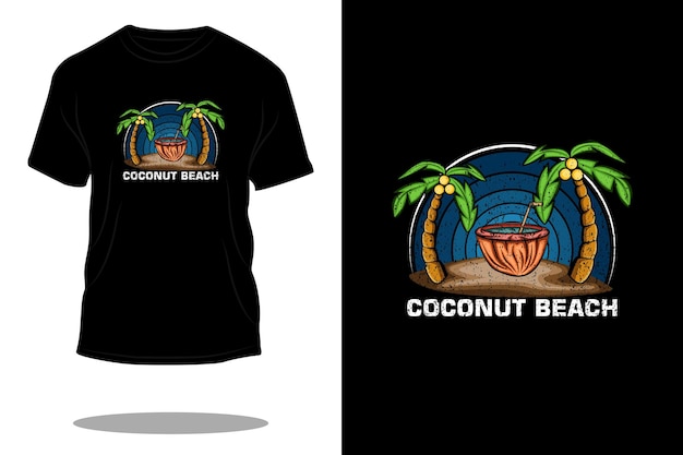 Design de camiseta retrô de praia de coco
