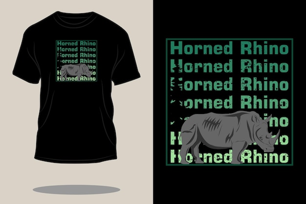 Vetor design de camiseta retrô de rinoceronte com chifres