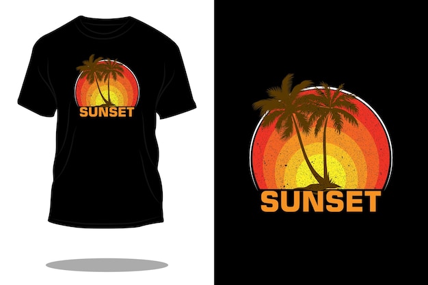 Design de camiseta retrô por do sol