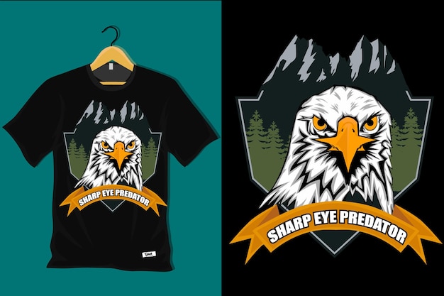 Design de camiseta retrô sharp eye predator