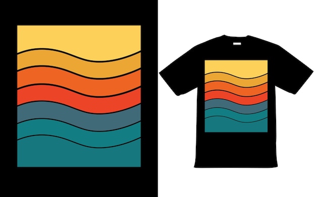 Vetor design de camiseta retrô vintage sunset para o verão