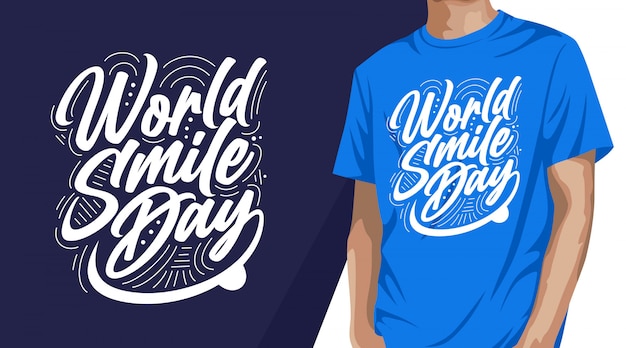 Vetor design de camiseta tipográfica do dia mundial do sorriso para impressão