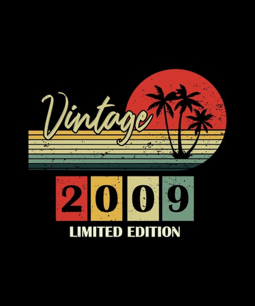 Design de camiseta vintage de 12º aniversário vintage 2009