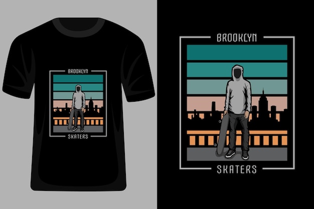 Design de camiseta vintage retrô brooklyn skaters
