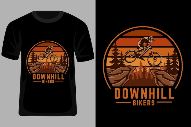 Design de camiseta vintage retrô de downhill bikers