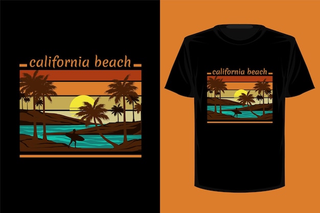 Design de camiseta vintage retrô de praia da califórnia