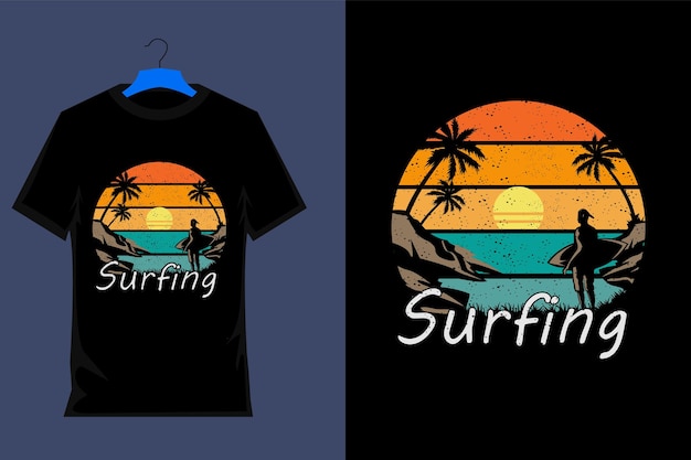 Design de camiseta vintage retrô de surf