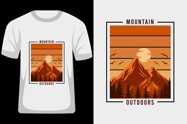 Design de camiseta vintage retrô montanha ao ar livre