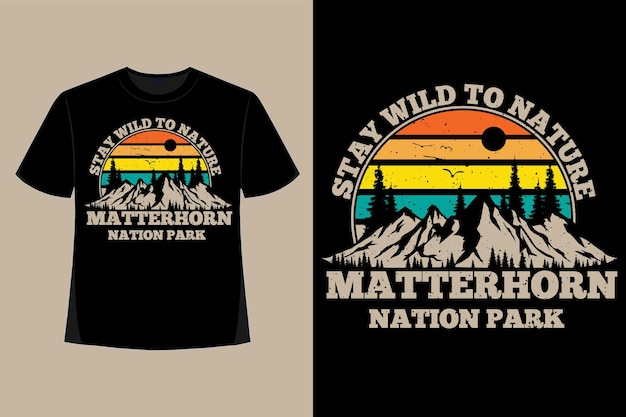 Design de camisetas da natureza fique selvagem nação parque desenhado à mão chiqueiro ilustração vintage retrô