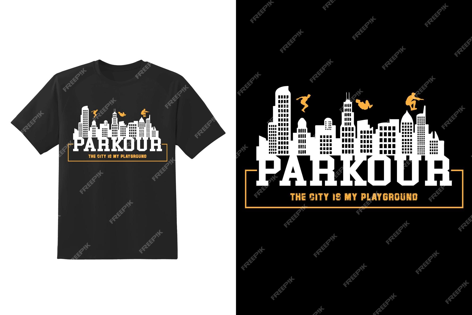 Design de camisetas de parkour correr pular ação esporte jogo design de  camisetas esportivas corrida de parkour