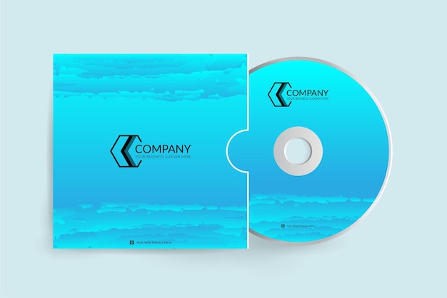 Design de capa de cd com textura de papel aquarela azul