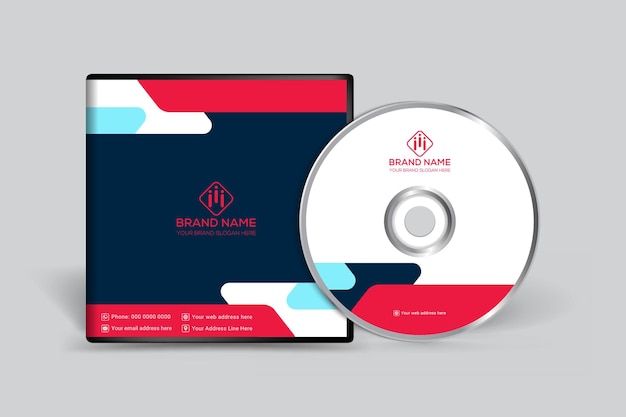Vetor design de capa de cd moderno vermelho e branco