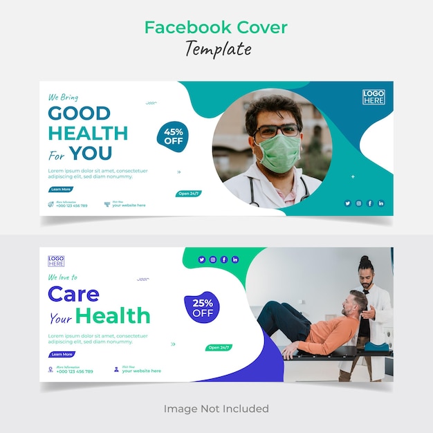 Design de capa de facebook de saúde médica e modelo de design de banner da web