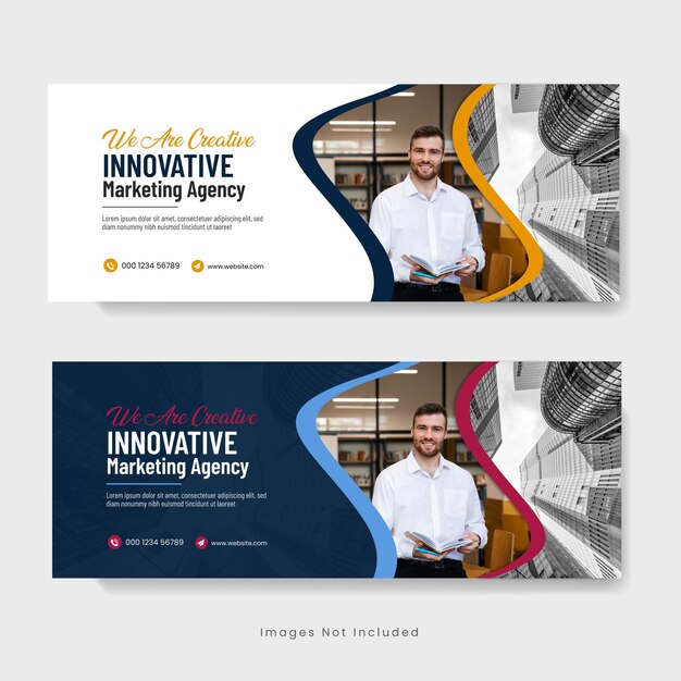 Design de capa de facebook moderno de negócios criativos ou modelo de banner da web