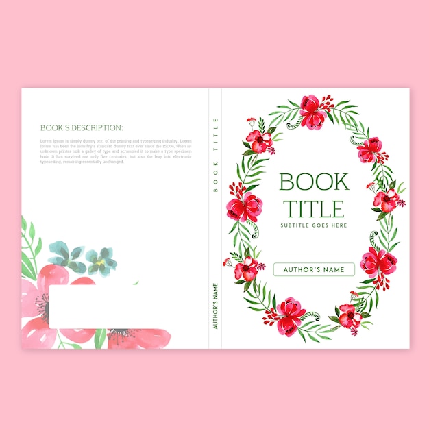 Design de capa de livro com moldura floral aquarela